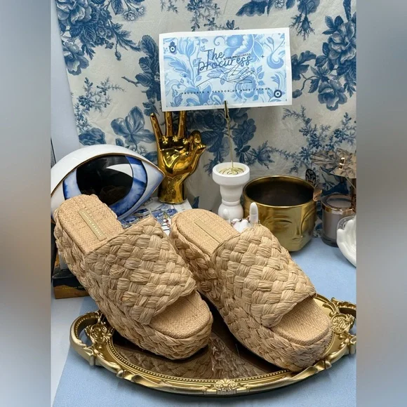 🆕 LOEFFLER RANDALL 🧿 NWOB Aaron Natural Braided Platform Straw Mule, Sz 9 - Picture 3 of 15